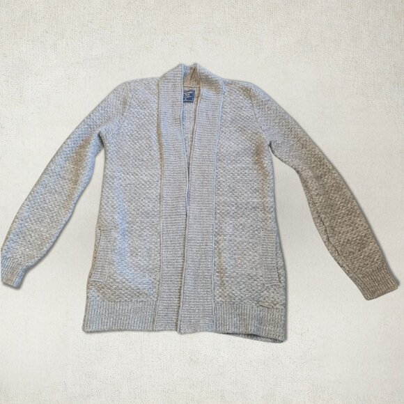 Abercrombie & Fitch Women Cardigan Wool Blend Oversized Long Open Gray w/Pocket - Picture 6 of 13
